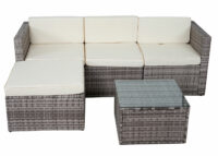 Rattan Lounge Flexi Garten Sitzgruppe ~ grau Polster creme