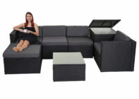 Rattan Lounge Sitzgruppe mit extra Kissenbox