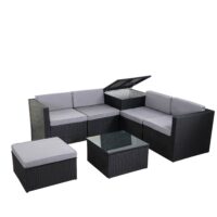 Rattan Lounge Sitzgruppe mit extra Kissenbox