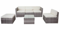 Rattan Lounge SunShine II Garten Sitzgruppe ~ grau Polster creme