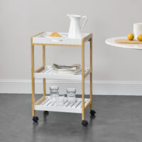 Servierwagen Lugano 75x46x35cm Rollwagen mit Ablage Weiss Natur