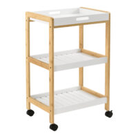 Servierwagen Lugano 75x46x35cm Rollwagen mit Ablage Weiss Natur