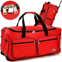 Reisetasche mit Trolleyfunktion 85L rot - Hängeschloss