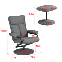 Relaxsessel Lohja 108x79x77 cm verstellbar mit Fusshocker Stoff