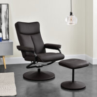 Relaxsessel Lohja 108x79x77cm verstellbar mit Fusshocker Braun
