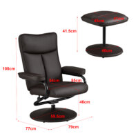 Relaxsessel Lohja 108x79x77cm verstellbar mit Fusshocker Braun