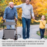 Rollator höhenverstellbar mit Sitz und Rückenlehne grau