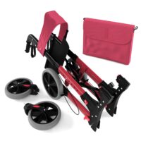 Rollator höhenverstellbar mit Sitz und Rückenlehne rot