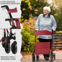 Rollator höhenverstellbar mit Sitz und Rückenlehne rot