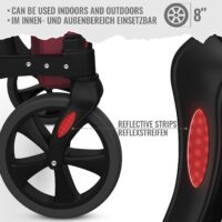 Rollator höhenverstellbar mit Sitz und Rückenlehne rot