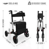 Rollator höhenverstellbar mit Sitz und Rückenlehne schwarz