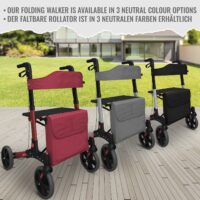 Rollator höhenverstellbar mit Sitz und Rückenlehne schwarz