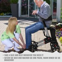 Rollator höhenverstellbar mit Sitz und Rückenlehne schwarz