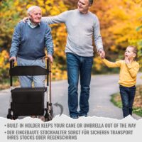 Rollator höhenverstellbar mit Sitz und Rückenlehne schwarz