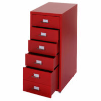 Rollcontainer Boston 6 Schubladen Stahlschrank 69x28x44cm ~ rot