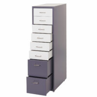 Rollcontainer Boston 8 Schubladen 110x28x41cm dunkelgrau weiss