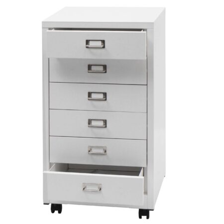 Rollcontainer JAM-L49 Aktenschrank Metall 75x40x41cm 6 Schubladen