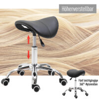 Rollhocker Sattelhocker Praxishocker 49-61cm schwarz