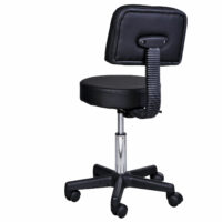 Rollhocker mit Lehne Arbeitshocker Kosmetikhocker schwarz