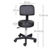 Rollhocker mit Lehne Arbeitshocker Kosmetikhocker schwarz