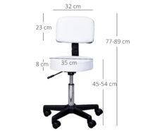 Rollhocker mit Lehne Arbeitshocker Kosmetikhocker weiss