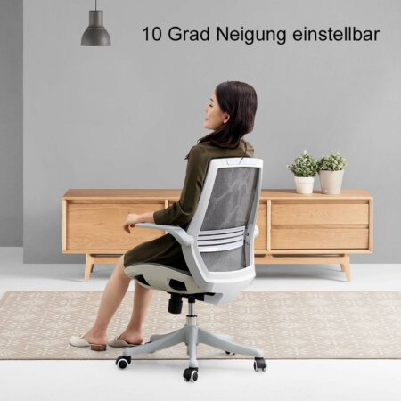 SIHOO Bürostuhl ergonomisch Taillenstütze hochklappbare Armlehne
