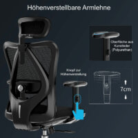SIHOO Bürostuhl ergonomisch verstellbare Lordosenstütze 150kg belastbar