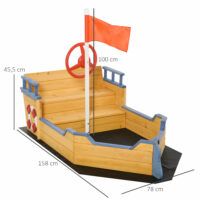 Sandkasten Piratenschiff aus Tannenholz 158x78cm