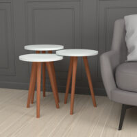 Beistelltisch Set Herrljunga im 3er Set rund Weiss