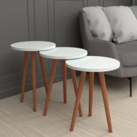 Beistelltisch Set Herrljunga im 3er Set rund Weiss