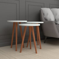 Beistelltisch Set Herrljunga im 3er Set rund Weiss