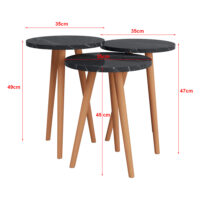 Beistelltisch Set Herrljunga im 3er Set rund Marmoroptik. schwarz