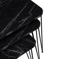 Satztisch Rudkøbing 3er Set schwarze Marmoroptik