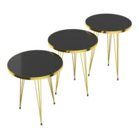Satztisch Skibby im 3er Set Schwarz Gold