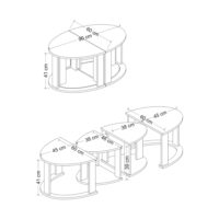 Couchtischset Dragsholm 4 tlg. Eichenoptik/Anthrazit