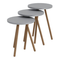 Beistelltisch Set Hjørring im 3er Set Rund 49xØ34cm Grau