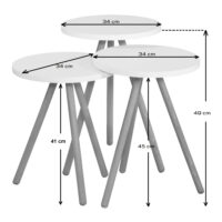 Beistelltisch Set Hjørring im 3er Set Rund 49xØ34cm