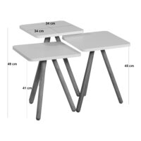 Beistelltisch Set Hobro im 3er Set Quadratisch 49x34x34cm