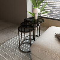 Beistelltisch Set Kyyjärvi im 3er Set Schwarz/Transparent