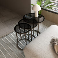 Beistelltisch Set Kyyjärvi im 3er Set Schwarz/Transparent