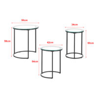 Beistelltisch Set Kyyjärvi im 3er Set Schwarz/Transparent