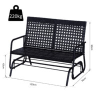 Schaukelbank Gartenbank Rattan Sitzbank 2-Sitzer