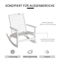 Schaukelstuhl Gartenstuhl Bambus weiss