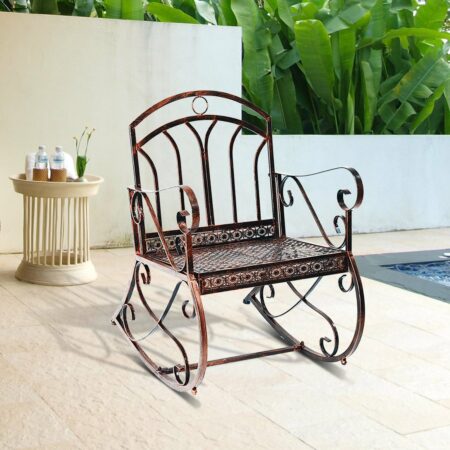 Schaukelstuhl Gartenstuhl Metall Bronze