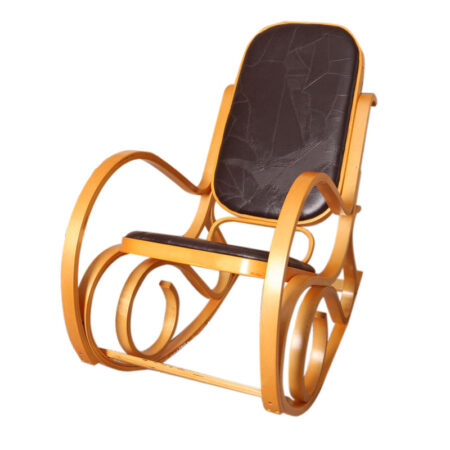 Schaukelstuhl Holz ~ Eiche Patchworkleder braun