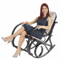 Schaukelstuhl Holz ~ Jacquard braun