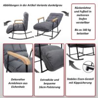 Schaukelstuhl JAM-K40 Relaxsessel Liegefunktion Metall lila-flieder