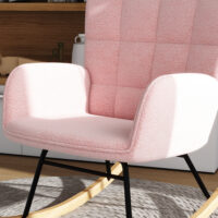 Schaukelstuhl Relaxsessel Lammfellimitat Rosa