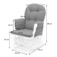 Schaukelstuhl Relaxsessel Schwingstuhl  ~ Stoff/Textil creme-grau