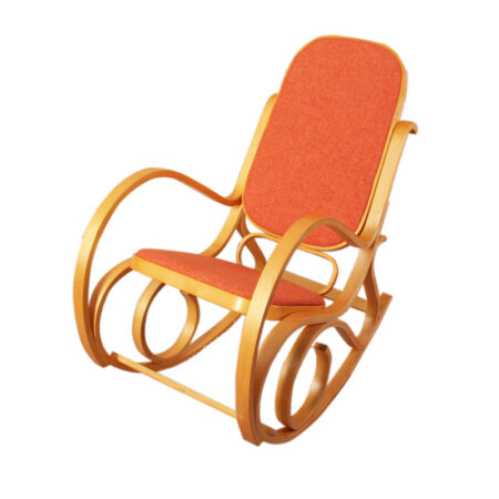 Schaukelstuhl aus Holz ~ Eiche - Stoff orange